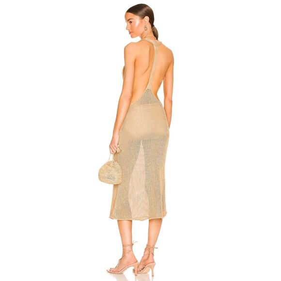 Savannah Morrow Rubina Midi Dress Crochet Knit Pima Cotton Coverup Cafe Size XS - Picture 3 of 11